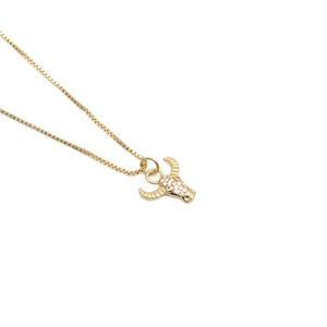 Golden Taurus pendant necklace with zircon stones on a high-quality box chain