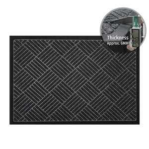 6mm ultra-thin non-slip door mat with gray diagonal ribs and rubber border