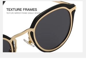 Macro view of texture frames featuring gold metal edges and black acetate detailing