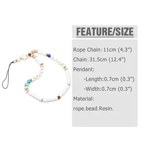 Beaded phone lanyard with LOVE letter beads and star charm including size specifications