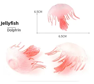 Detailed view of realistic pink jellyfish model with 6.5cm dimensions for ocean toy set