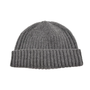 Bonnet en maille côtelée gris foncé unisexe avec bord épais pour l'hiver