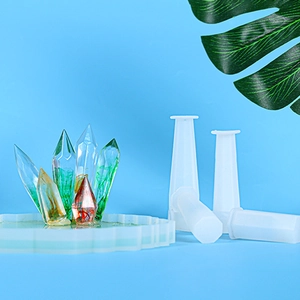 Detail of 3D hexagonal crystal column silicone molds for DIY resin casting jewelry