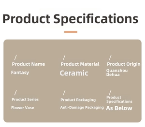 Detail view of European white ceramic vase technical specifications and matte texture info