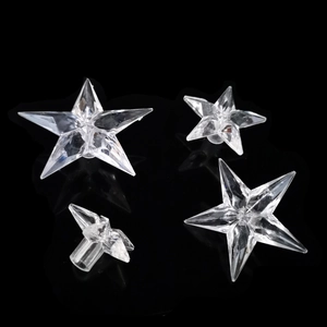 Macro view of transparent acrylic five-pointed stars for Christmas tree lighting decoration