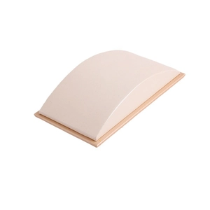 Ergonomic cream lumbar stretcher with wood base for back stretch and core training