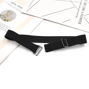 Adjustable black elastic belt for children with high-density fabric and metal hook buckle