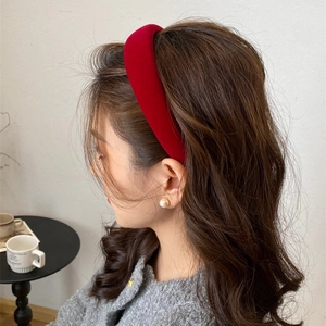 Serre-tête Rétro En Velours Rouge Vin Rembourré En Éponge Pour Femmes Accessoires De Cheveux Vintage Élégant Large