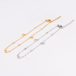Exquisite gold and silver stainless steel anklets with butterfly charms and small crystals
