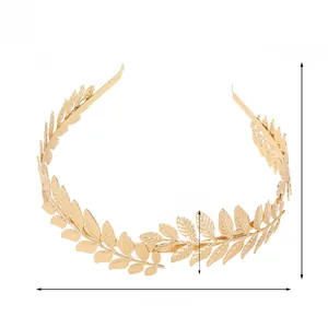 Detailed dimensions of the gold leaf metal headband showing height and 35g weight