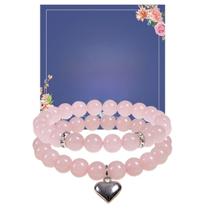 Inspirierende Karte Naturstein Perlen Armband Set Für Damen Herzanhänger Heilkristall Amethyst Achat Schmuck Geschenk