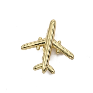Polished golden airplane enamel brooch pin for doctors and nurses in aircraft shape