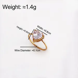 Minimalist gold heart ring with cubic zirconia inlay and slim stainless steel band