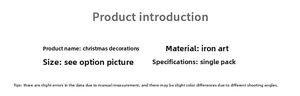 Detailed iron Christmas ornament specifications including material and size details