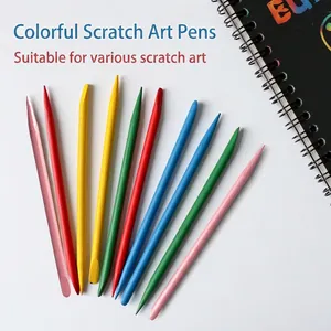 Penna Per Grattage In Bambù Colorato Strumento Di Disegno A Doppia Punta Per Pittura Fai Da Te Bambini Arte Creativa