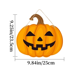 Wooden Halloween pumpkin door sign with dimensions 9.25x9.84 inches for porch decor