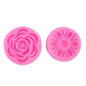 Pink sunflower and rose silicone molds for cake decorating and aromatherapy crafts