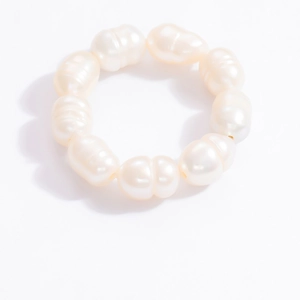 Macro detail of natural baroque freshwater pearls with elegant creamy white iridescence