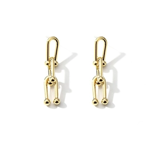 Polished gold link chain earrings for women in a professional flat lay studio shot
