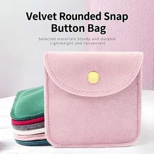Velvet Jewelry Pouch With Metal Snap Soft Accessory Storage Bag For Necklaces Earrings Rings Luxury Mini Round Corner