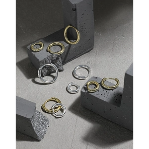 Minimalist S925 sterling silver hoop earrings in various sizes with gold and silver finishes