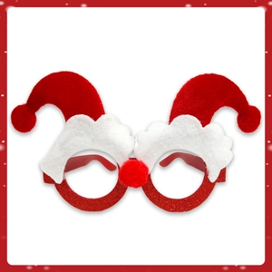 Détail de lunettes de Noël rouges à paillettes en feutrine pour accessoires de fête