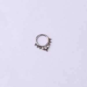 Anneau de nez 16G en acier inoxydable avec pierres de zircone cubique claires argenté