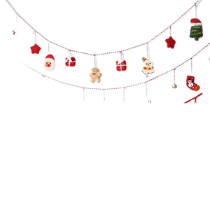 Handmade wool felt Christmas garland with Santa Claus, snowman, and gingerbread man ornaments