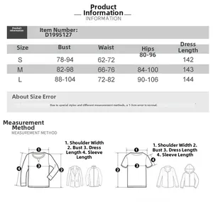 Detailed size chart guide for slim fit solid color maxi dress in S, M, and L dimensions