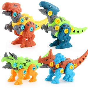 DIY take-apart dinosaur building block set with electric drill for kids' creative play