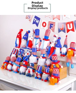 Collection of July 4th Independence Day gnomes with stars and stripes patterns