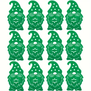 Set di 12 portaposate gnomo in feltro verde con stelle per la tavola di Natale
