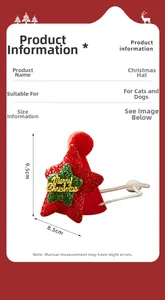 Guide des tailles détaillé pour bonnet de Noël pour animaux avec mesures de hauteur et largeur