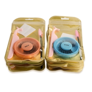 Self-adhesive false eyelashes set with pink tools and models #100A and #105A