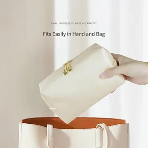 Borsa Da Toilette In Pelle PU Saffiano Impermeabile Portatile Organizzatore Da Trucco Viaggio Pochette