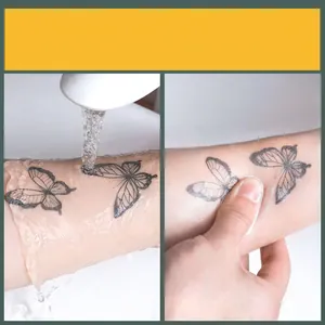 Waterproof herbal butterfly tattoo sticker with long-lasting semi-permanent plant dye finish