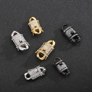 Iced out stainless steel dragon cuban link clasps in gold silver and black