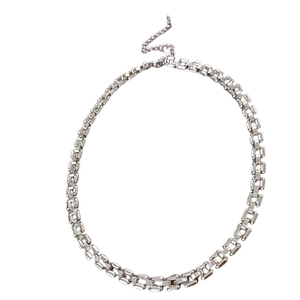 Minimalist square link silver chain necklace with lobster clasp for women's fashion