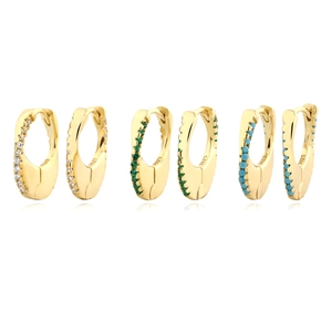 Boucles D'oreilles Huggie Hoop En Argent Sterling 925 Avec Zircone Cubique Colorée Bijoux Géométriques Minimalistes Pour Femmes