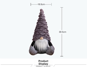 Detail showing Nordic Christmas gnome dimensions with grey fur hat and white beard