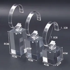 Acrylic Watch Display Stand C-Ring Holder Jewelry Bracelet Showcase Rack High Transparency Minimalist Desktop Organizer