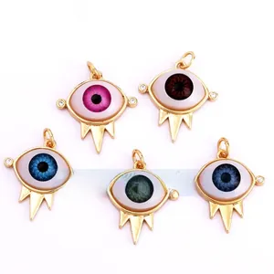 Set bunter Evil Eye Anhänger mit Goldrahmen und Strasssteinen für DIY-Schmuckzubehör