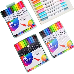 Feutres aquarellables lavables à double pointe en sets de 12 et 24 couleurs pour enfants