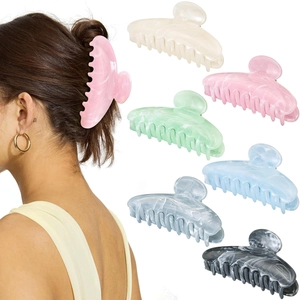 Large Hair Claw Clip Resin Marble Pattern Nonslip Elegant Shark Clip Accessory For Women