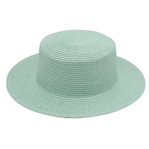 Eleganter mintgrüner Strohhut mit flacher Krone, atmungsaktiver Strandhut im Set