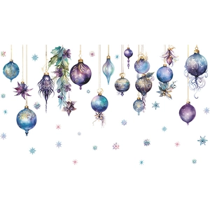 Purple Christmas snowflake hanging ornaments wall stickers for dreamy holiday decoration