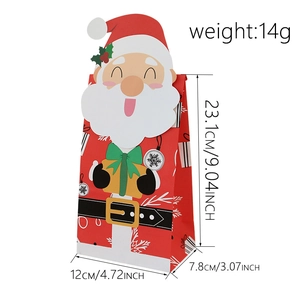 Christmas Santa Claus red paper gift bag with square bottom and dimensions 23.1x12x7.8cm