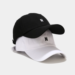Cotton Baseball Cap With Embroidered N Letter Adjustable Simple Sun Protection Outdoor Peaked Hat For Women Men
