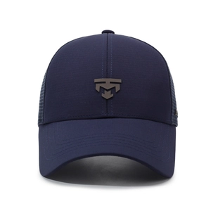 Casquette de baseball en mesh respirant bleu foncé avec logo géométrique pour l'été extérieur