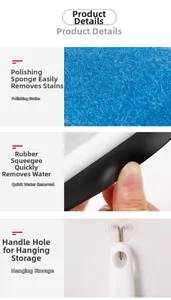 Close-up of dual-sided glass cleaner with abrasive sponge and rubber squeegee blade